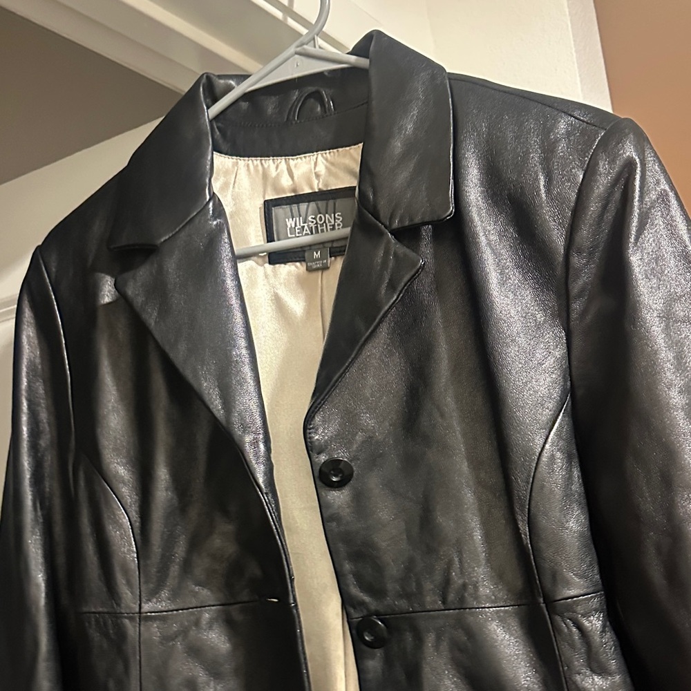 Wilsons Leather Black Trench Coat
